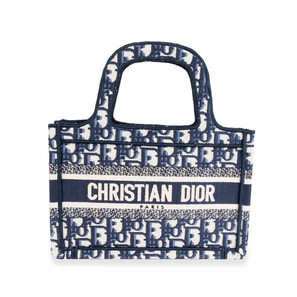 Dior Blue Oblique Embroidered Mini Book Tote - Picture 1 of 9